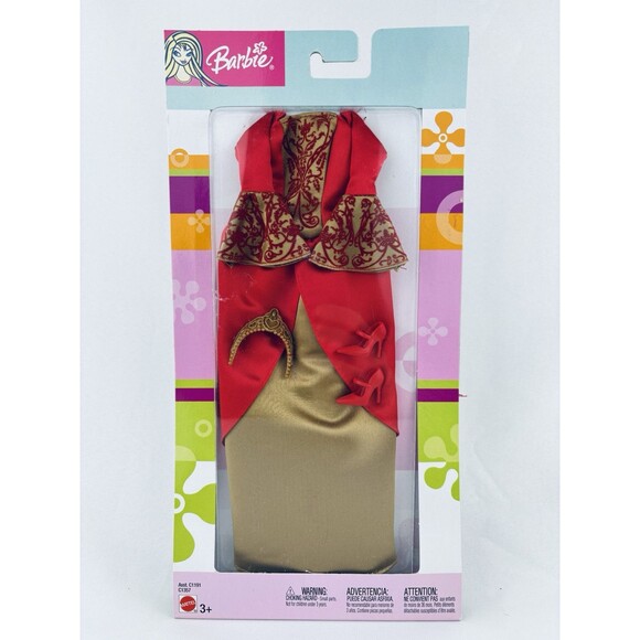 2003 Barbie Doll Royal Circle Fashion Red And Gold Princess Dress C1357 - Picture 1 of 9